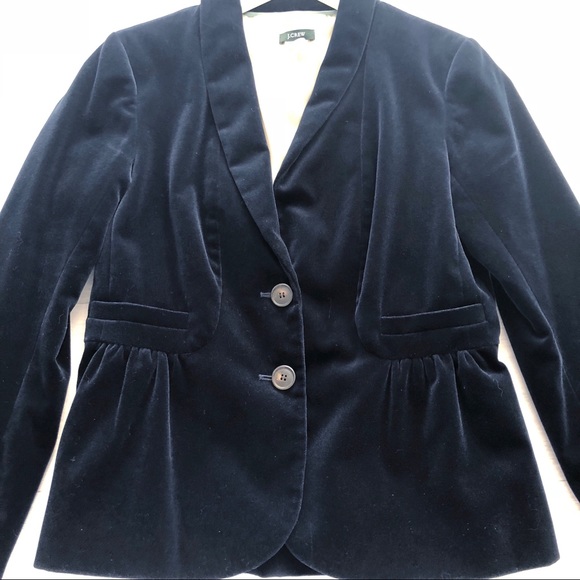 J. Crew Jackets & Blazers - J Crew Eden Navy Velvet Peplum Blazer SZ 6